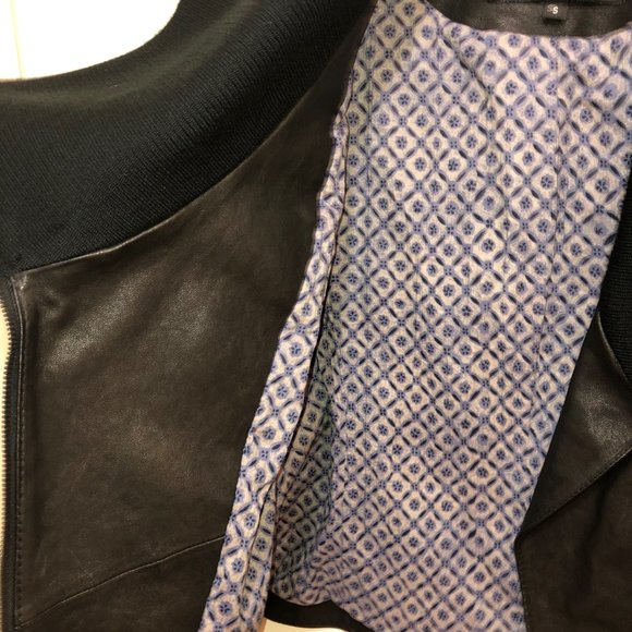 Andrew Marc wool blend collar leather jacket - (s) - Picture 5 of 12